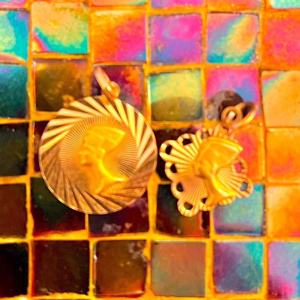 2 Nefertiti Gold Medallion Pendants